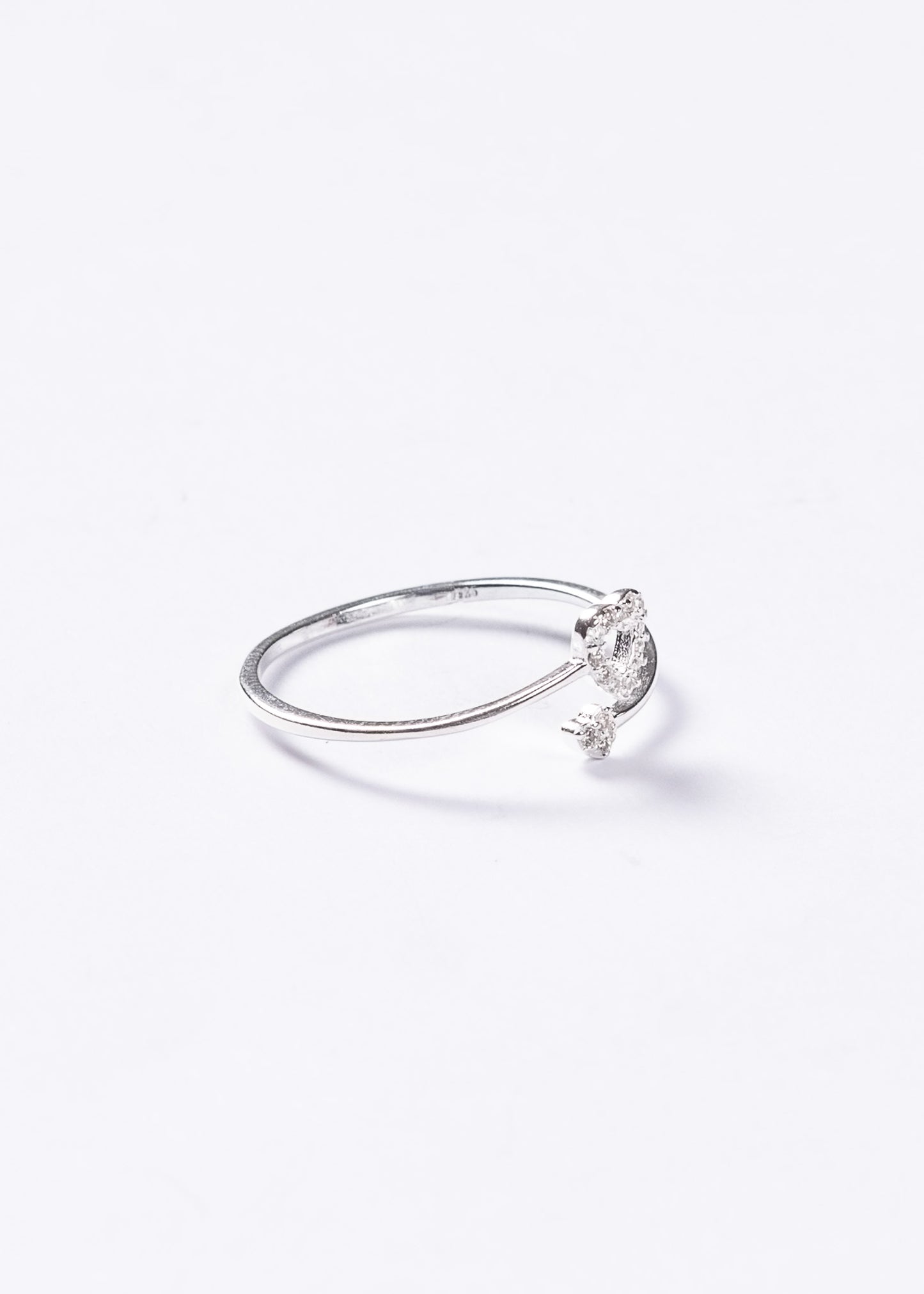 Anillo ajustable doble corazón zirconias plata 925