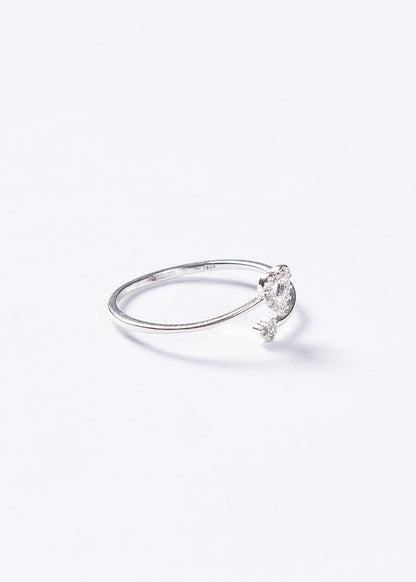 Anillo ajustable doble corazón zirconias plata 925