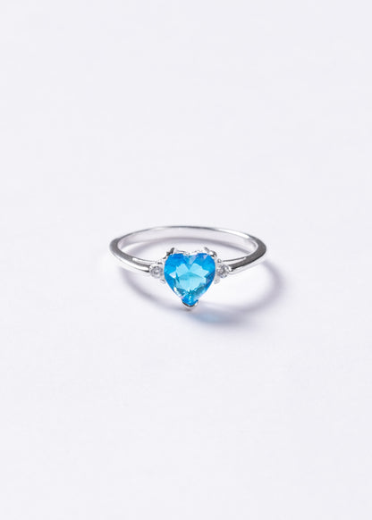 Anillo corazón zirconia turquesa plata 925