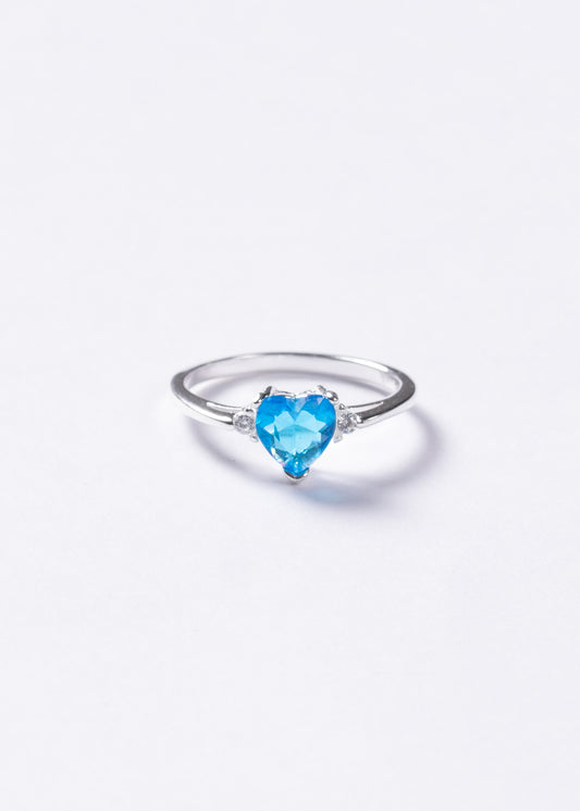 Anillo corazón zirconia turquesa plata 925