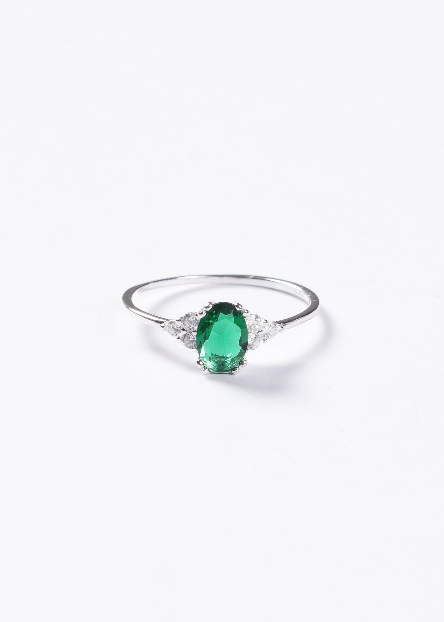 Anillo zirconia verde oval plata 925