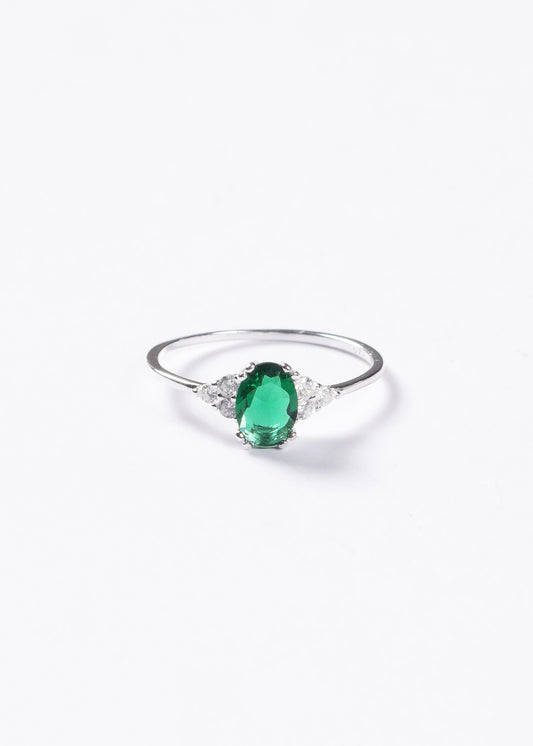 Anillo zirconia verde oval plata 925