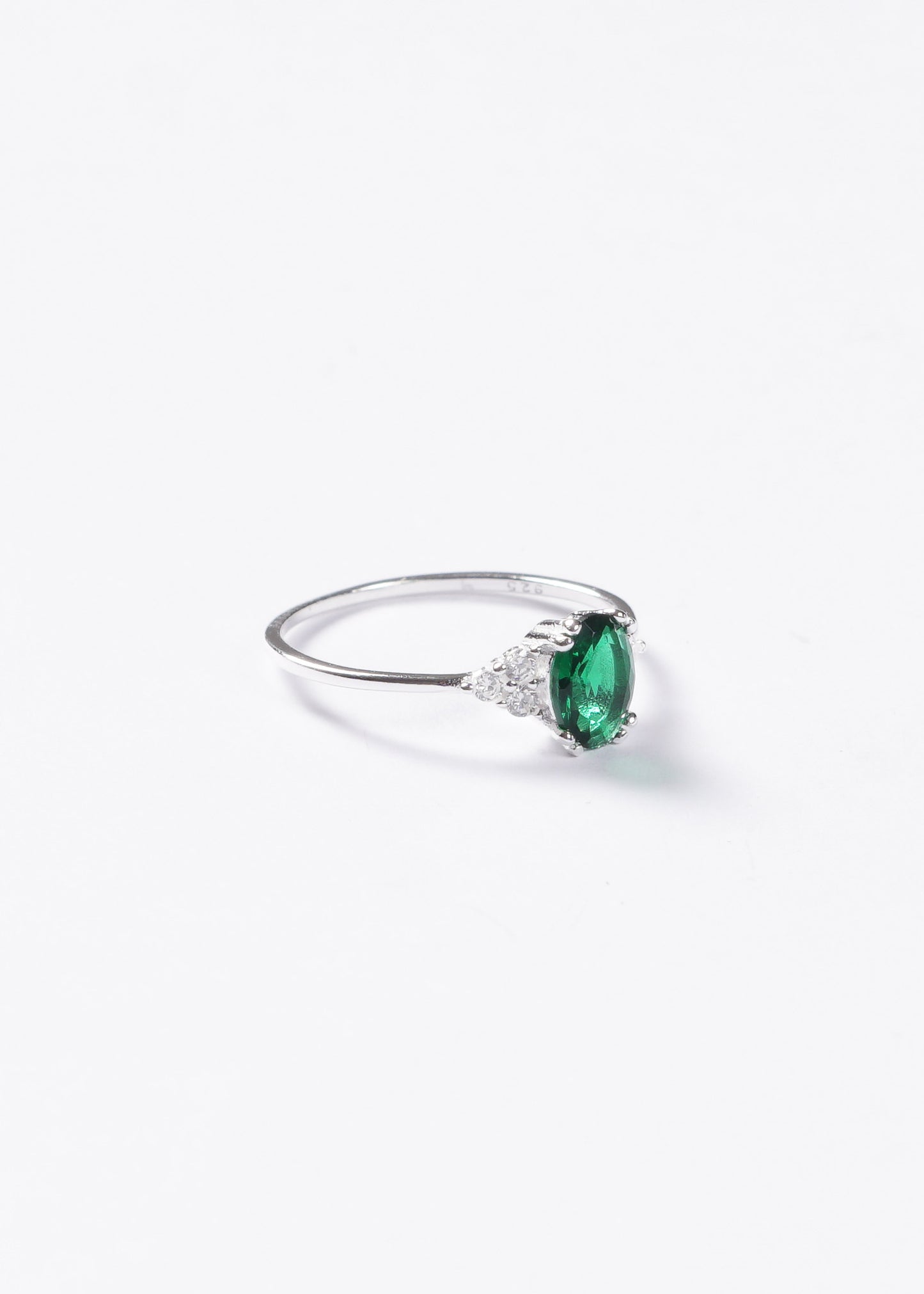 Anillo zirconia verde oval plata 925
