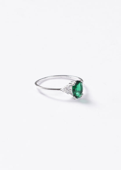 Anillo zirconia verde oval plata 925