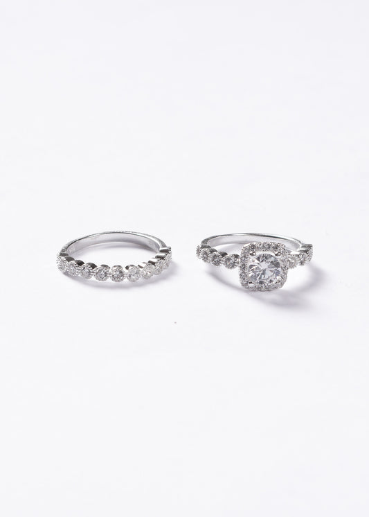 Set anillo lady di diamantado + sin fin medio diamantado Plata 925