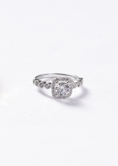Anillo Lady Di diamantado Plata 925