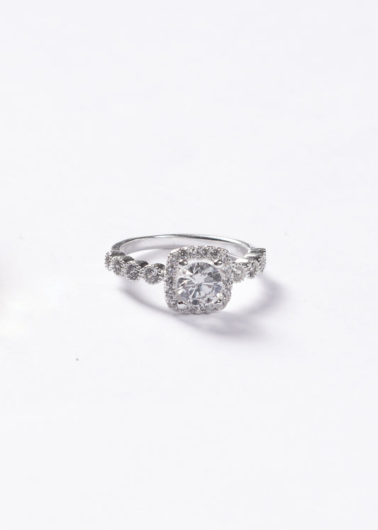 Anillo Lady Di diamantado Plata 925