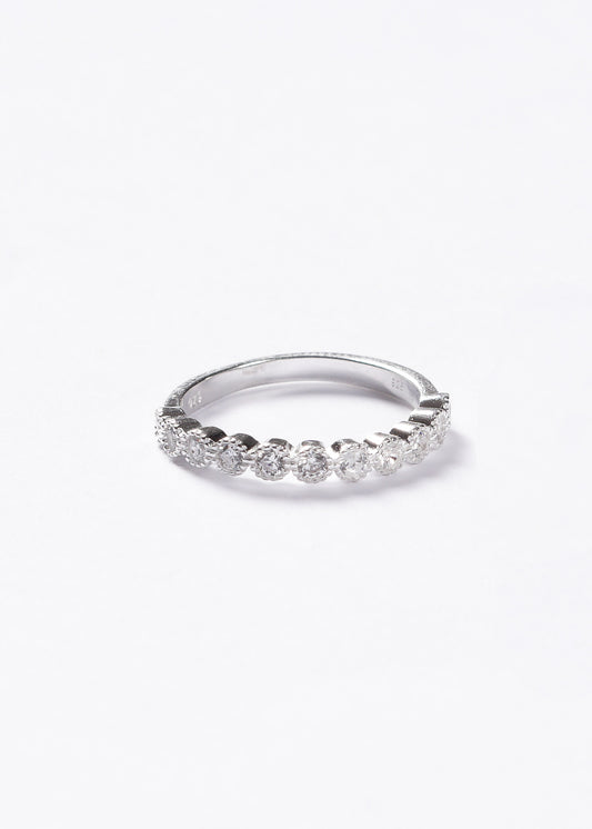 Anillo medio sin fin diamantado Plata 925