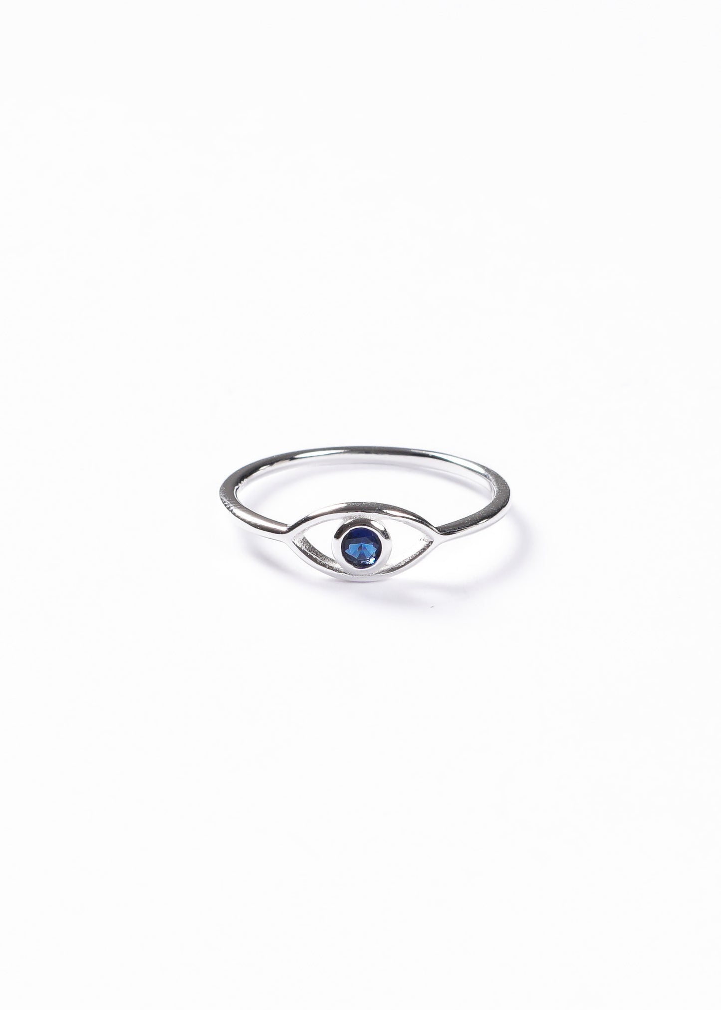 Anillo ojo turco calado con zirconia azul plata 925