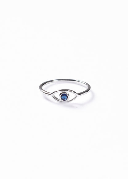 Anillo ojo turco calado con zirconia azul plata 925