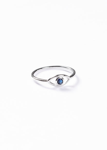Anillo ojo turco calado con zirconia azul plata 925
