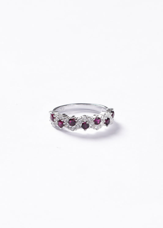 Anillo Royalti zirconias fucsia & blanca Plata 925