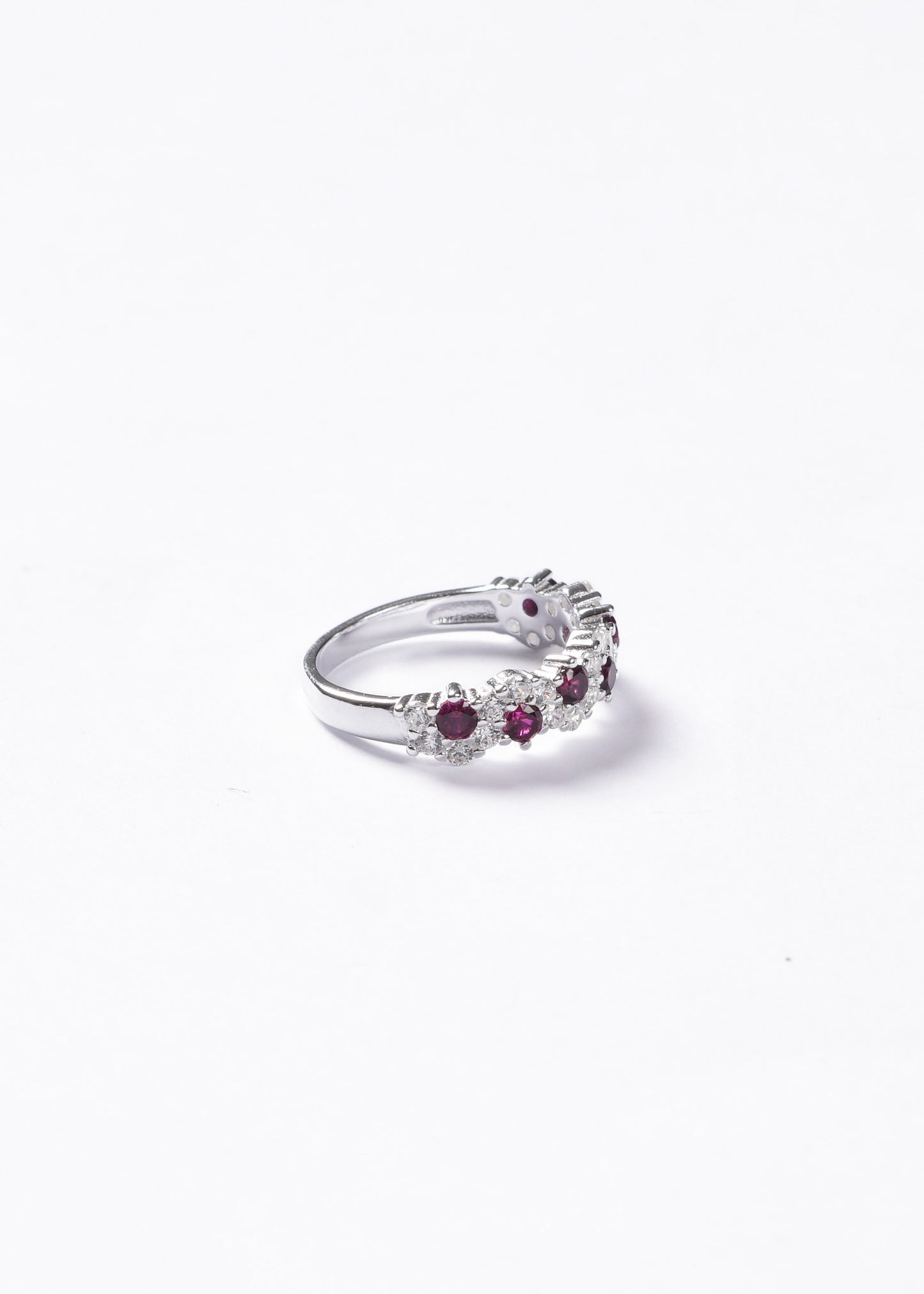 Anillo Royalti zirconias fucsia & blanca Plata 925