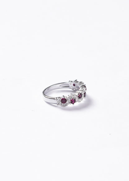 Anillo Royalti zirconias fucsia & blanca Plata 925