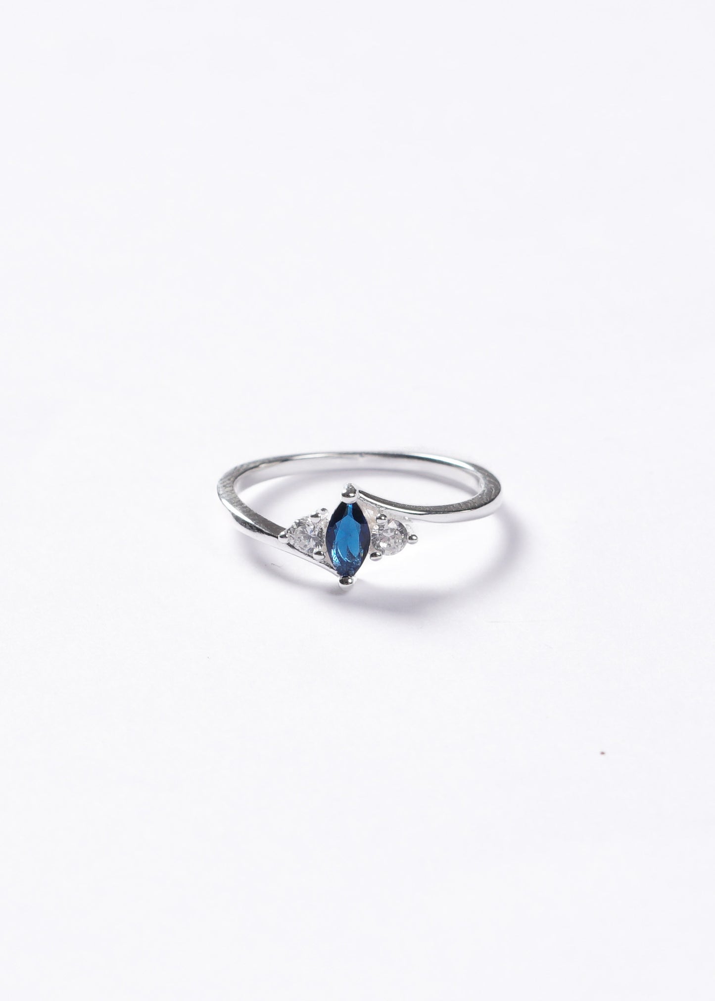 Anillo tres mini marquesas azul Plata 925