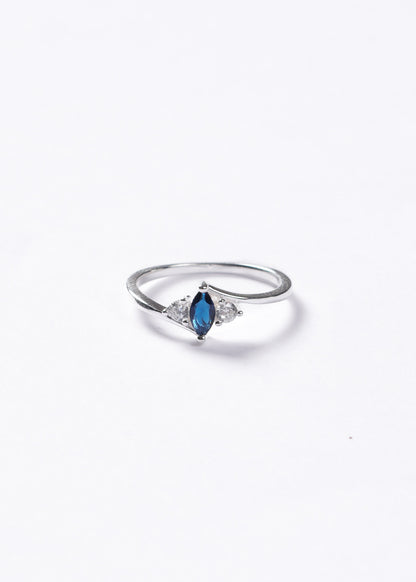 Anillo tres mini marquesas azul Plata 925