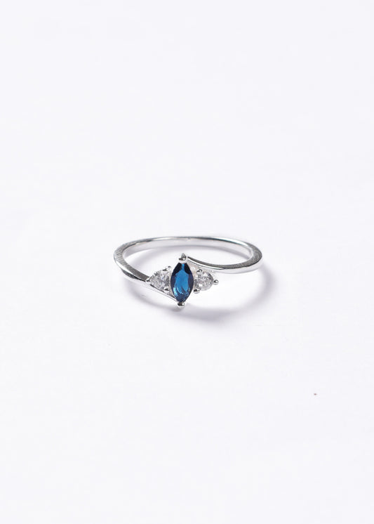 Anillo tres mini marquesas azul Plata 925
