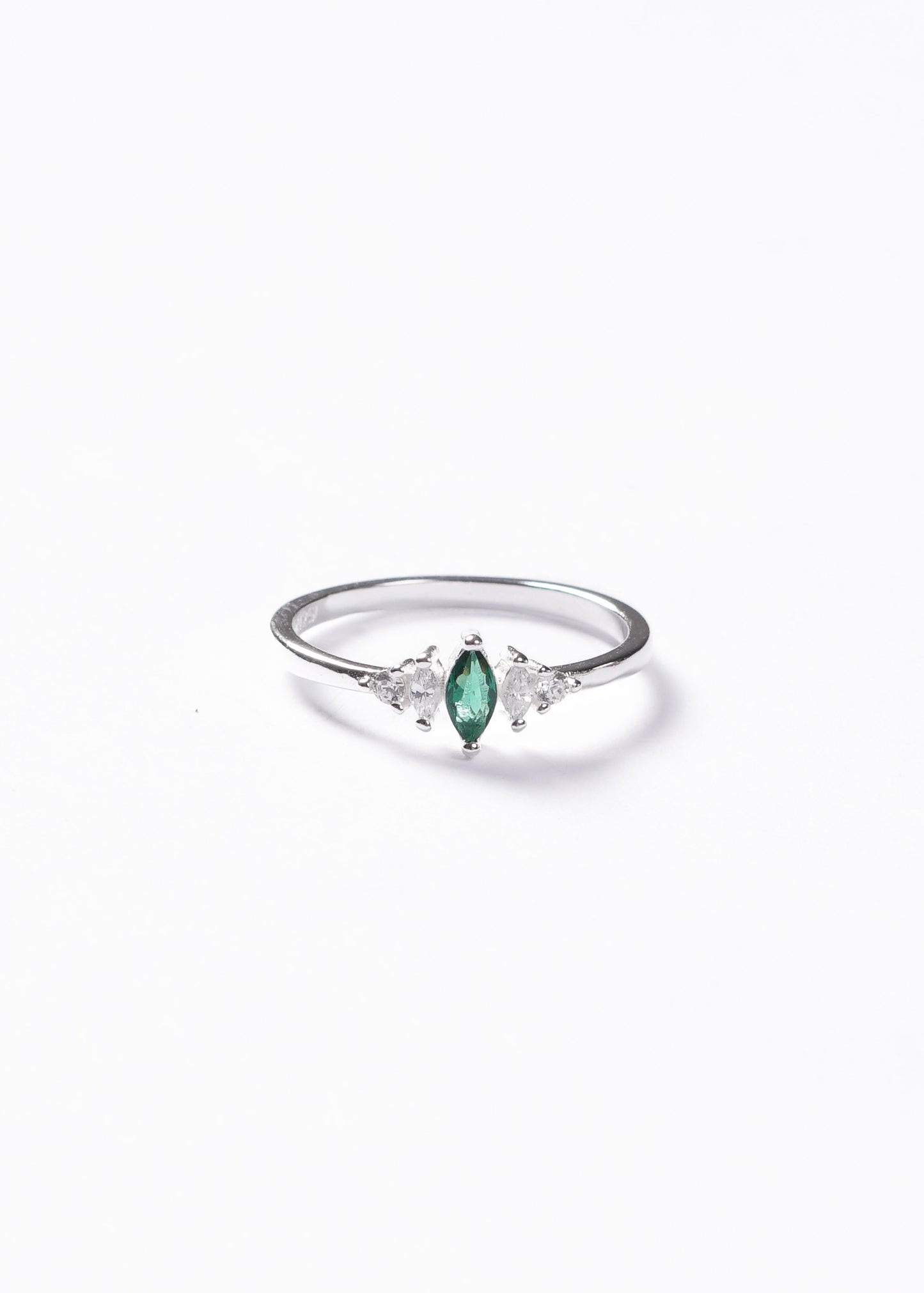 Anillo cinco mini marquesas verde Plata 925