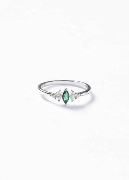 Anillo cinco mini marquesas verde Plata 925