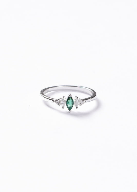 Anillo cinco mini marquesas verde Plata 925