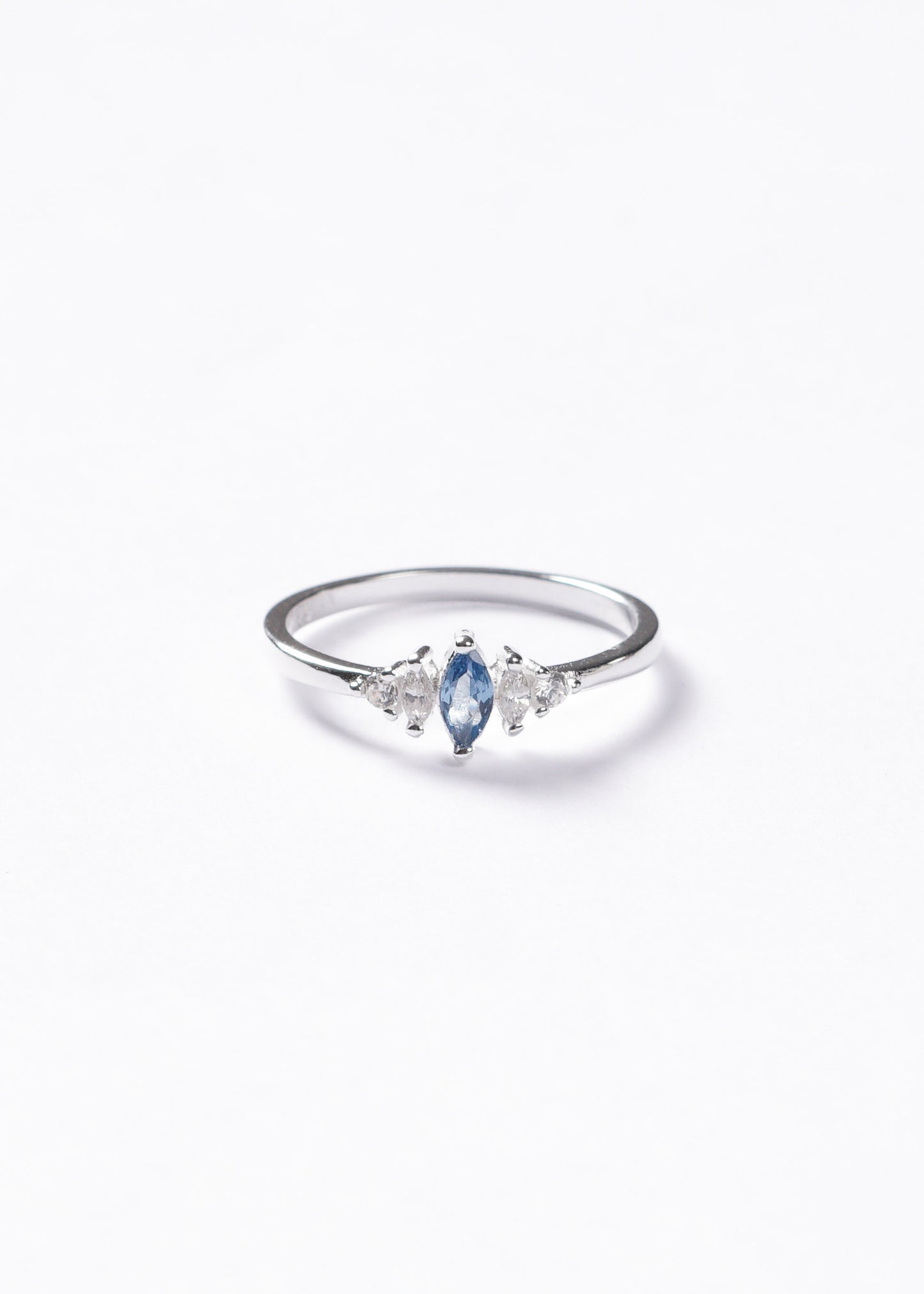 Anillo cinco mini marquesas celeste Plata 925