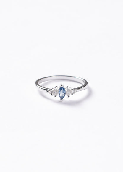 Anillo cinco mini marquesas celeste Plata 925