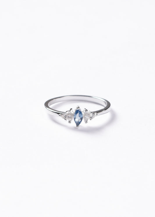 Anillo cinco mini marquesas celeste Plata 925