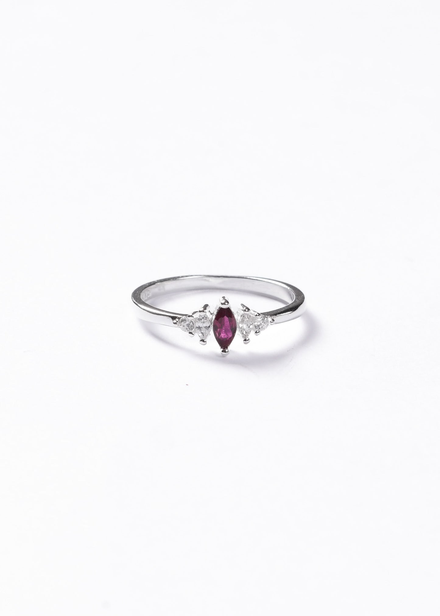 Anillo cinco mini marquesas roja Plata 925