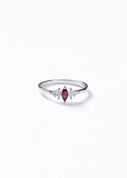 Anillo cinco mini marquesas roja Plata 925