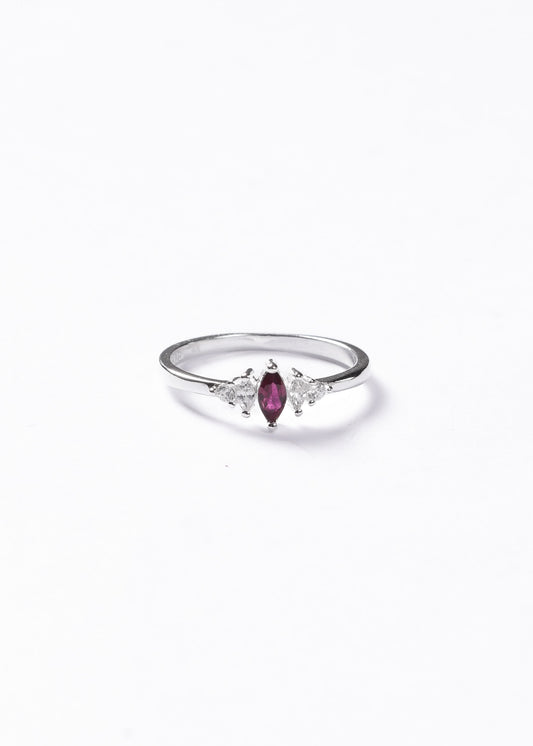 Anillo cinco mini marquesas roja Plata 925
