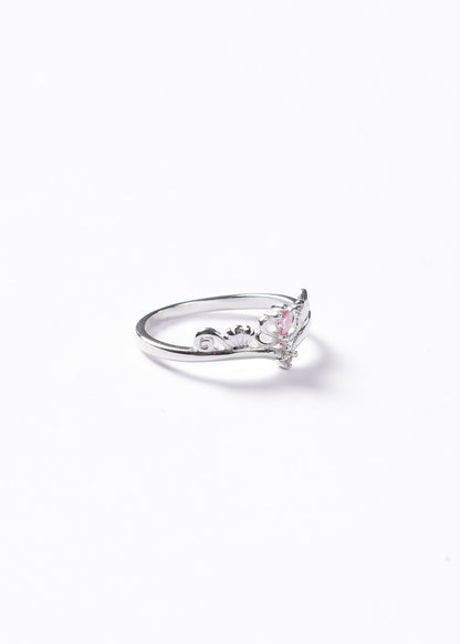 Anillo princess corona zirconia rosa plata 925