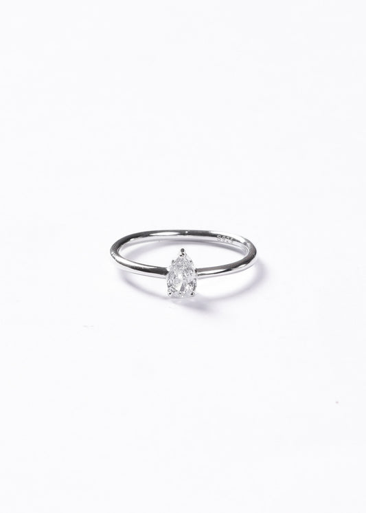 Anillo liso con zirconia gota Plata 925