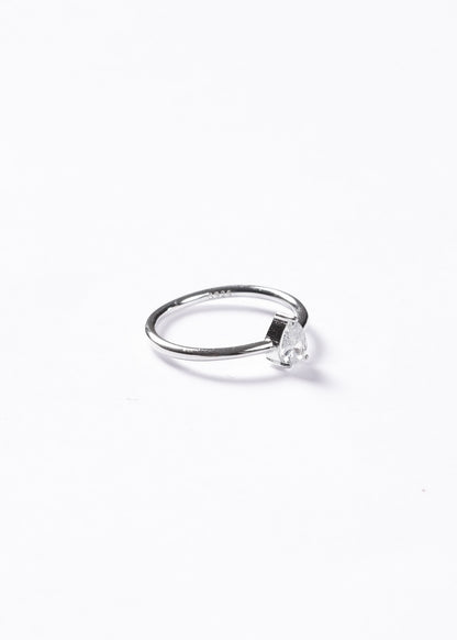 Anillo liso con zirconia gota Plata 925