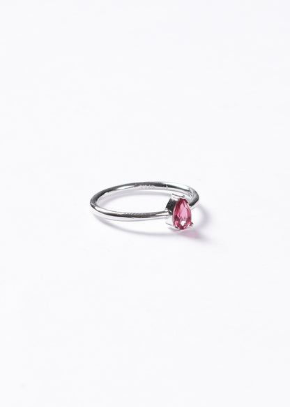 Anillo liso con zirconia gota roja Plata 925