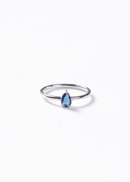 Anillo liso con zirconia gota azul Plata 925