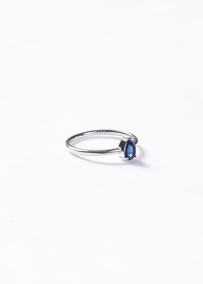 Anillo liso con zirconia gota azul Plata 925