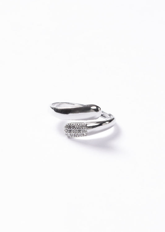Anillo entrelazado con zirconias plata 925 - Ajustable