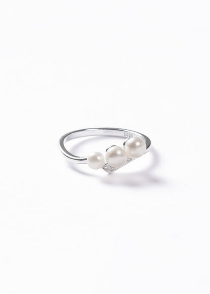 Anillo tres perlas de río con zirconias plata 925