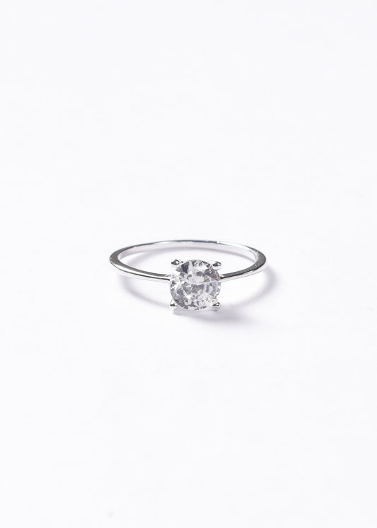 Anillo solitario clásico fino plata 925