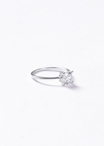 Anillo solitario clásico fino plata 925
