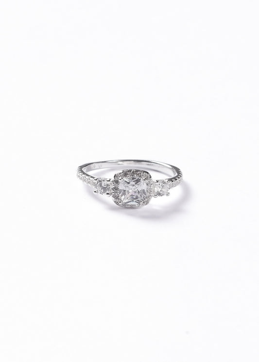 Anillo lady di zirconia cuadrada con laterales plata 925