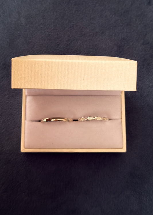 Set Anillo Entrelazado sin fin + Alianza bombé 3mm Plata 925 & Zirconias - Parejas