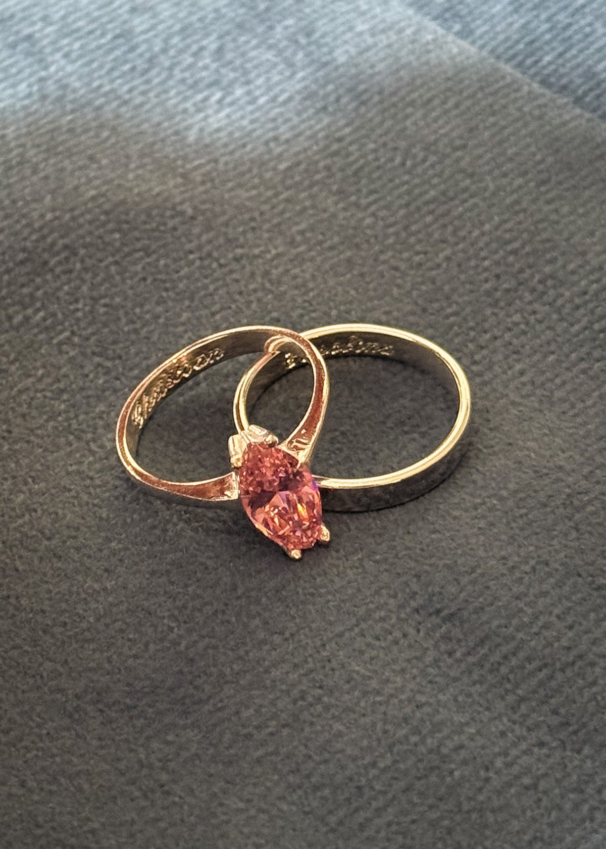 Set Anillo Marquesa Medium Rosa + Alianza cinta 3mm Plata 925 & Zirconias - Parejas