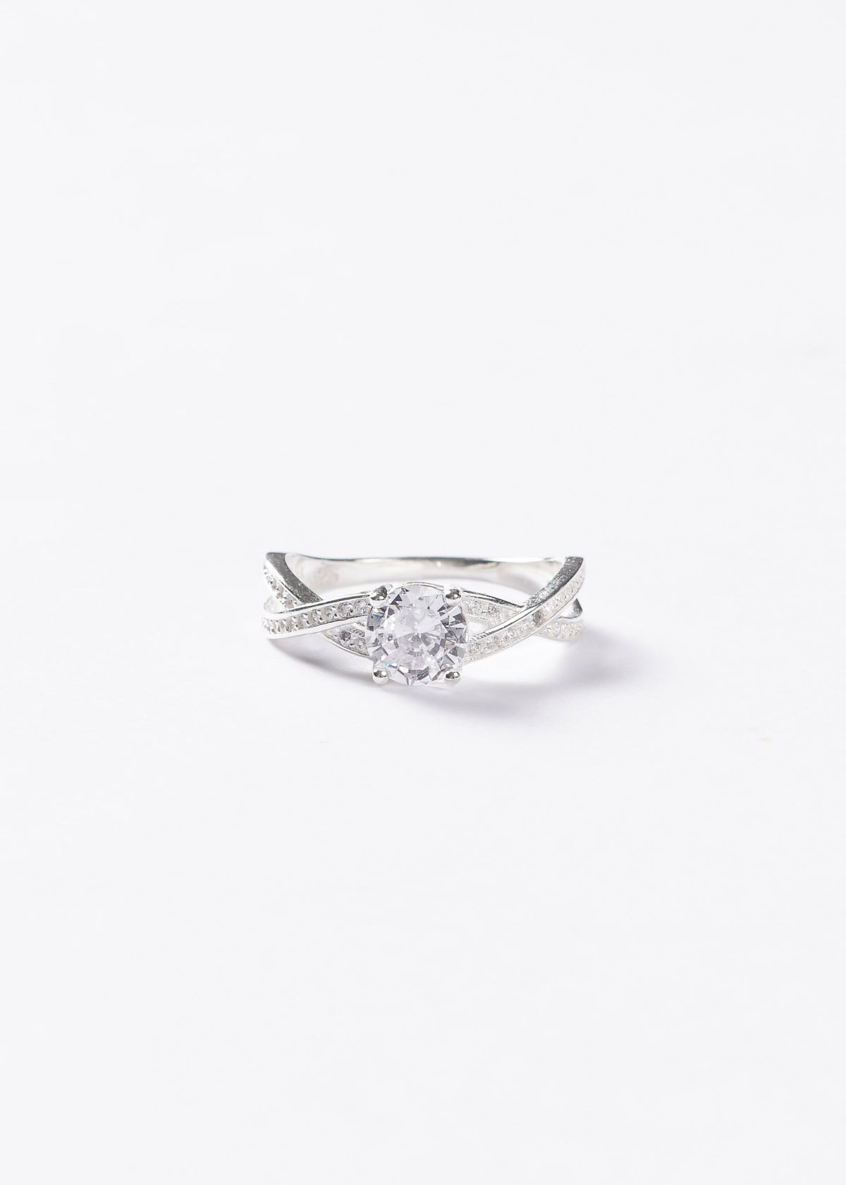 Anillo cintillo entrelazado 4 puntas Plata 925 & Zirconias