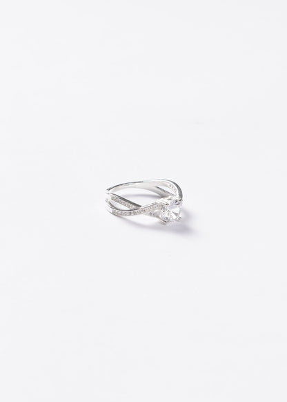 Anillo cintillo entrelazado 4 puntas Plata 925 & Zirconias