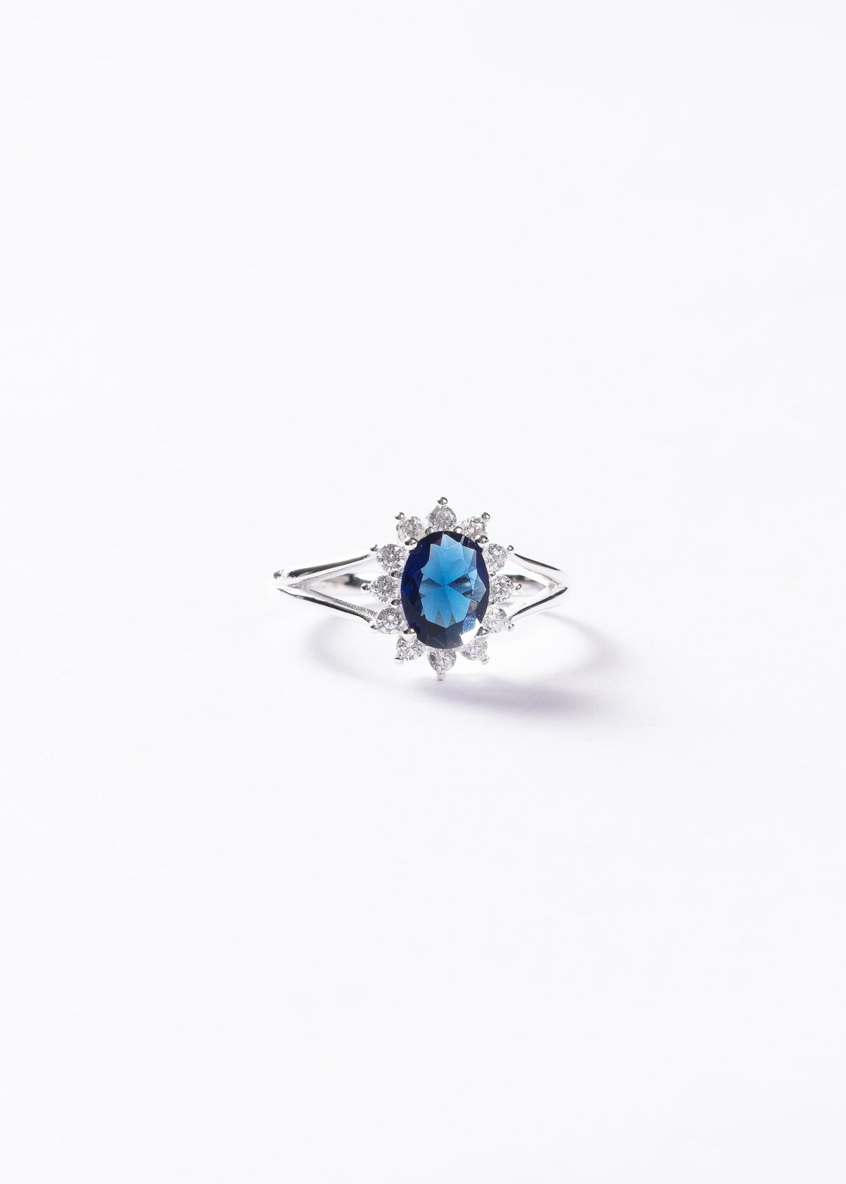 Anillo Lady Di Premier Plata 925 & Zirconia azul