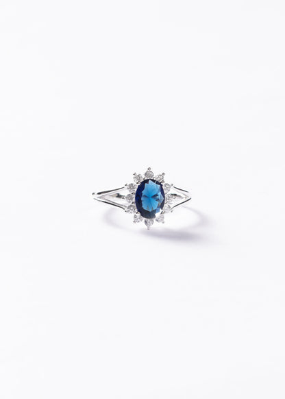 Anillo Lady Di Premier Plata 925 & Zirconia azul