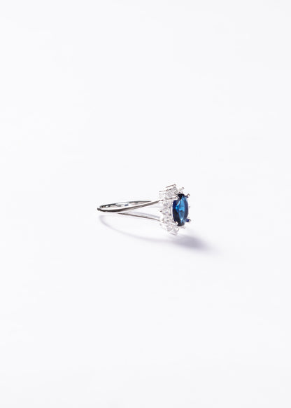 Anillo Lady Di Premier Plata 925 & Zirconia azul