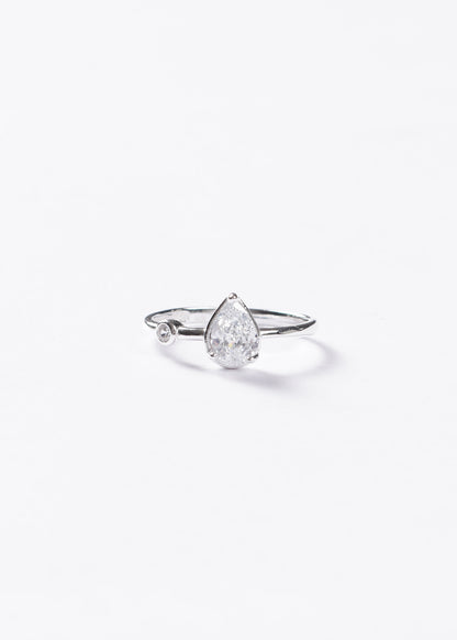 Anillo gota blanca con punto luz plata 925 & zirconia
