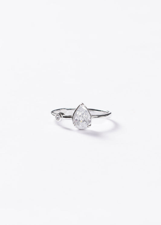 Anillo gota blanca con punto luz plata 925 & zirconia
